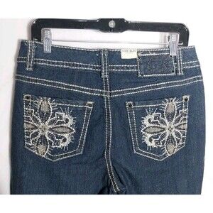 Code Bleu Capri Cropped Jeans 10 Embroidered Embellished Y2K Boho Glam Western